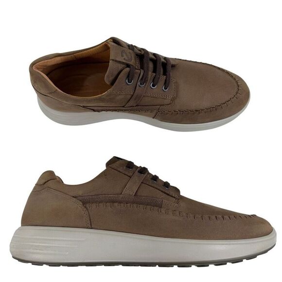 ECCO Soft 7 Brown Nubuck Leather Seawalker Runners Mens Size EU 46 (US 12-12.5)